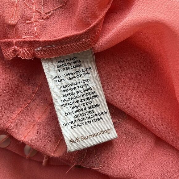 Soft Surroundings XL Boho Beaded Tassels Penelope Cream Neckline Embroidered - Picture 8 of 8